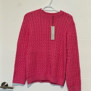 Elegant Fuchsia Cable Knit Sweater